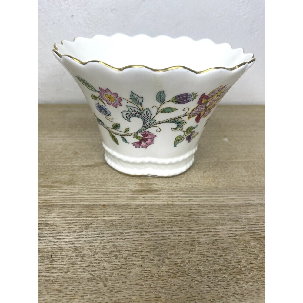 Minton HADDON HALL Bone China Centerpiece Bowl Vase  Gold Trim